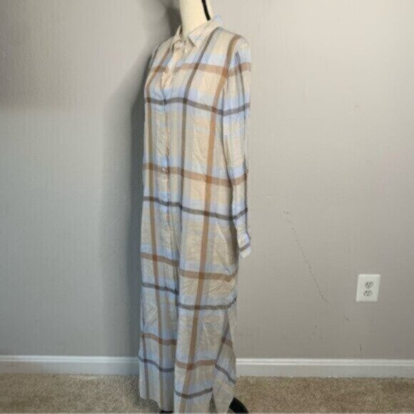 NWT Theory Sheer Plaid Maxi Shirt Dress - Picture 11 of 12